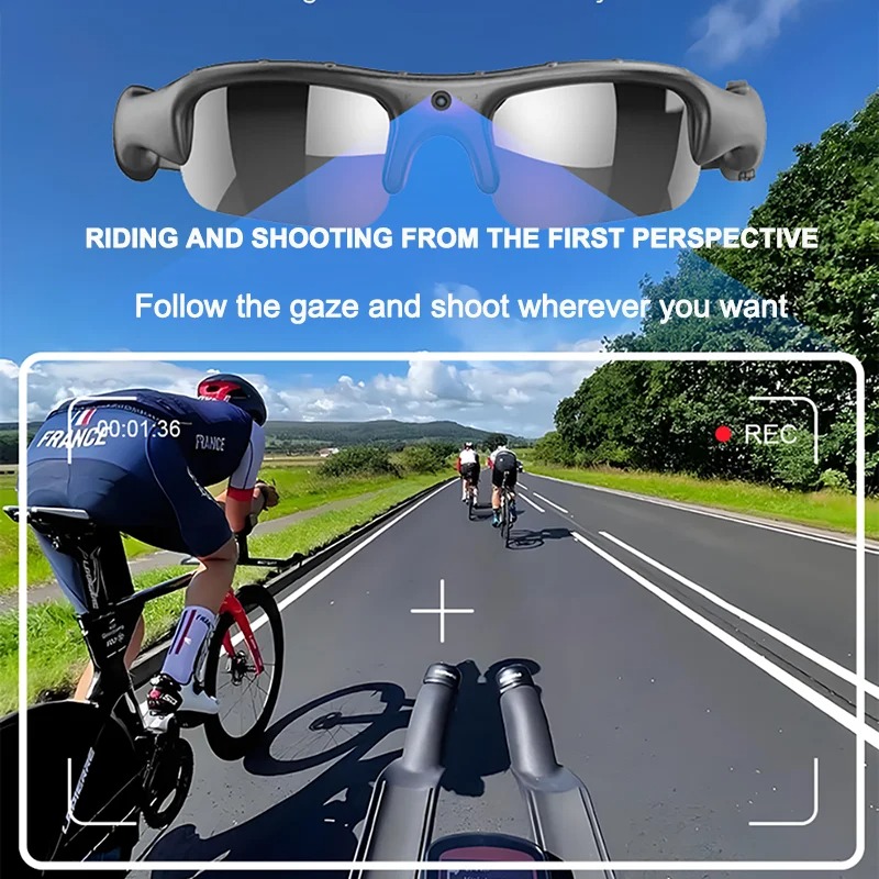 First person riding and shooting view with sport Bluetooth camera
sunglasses